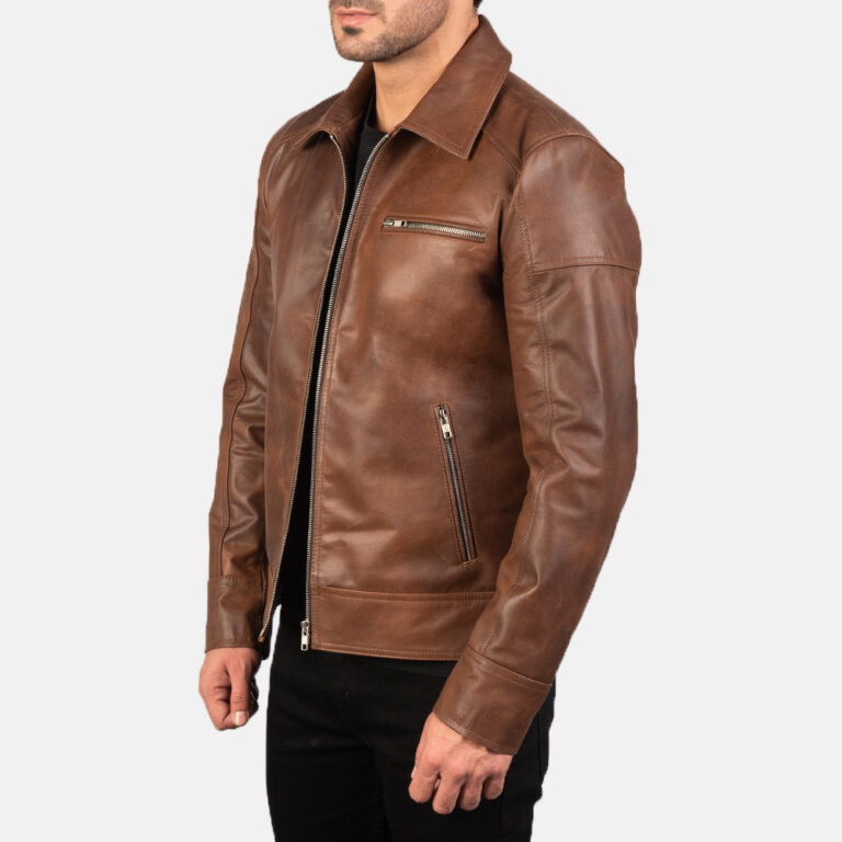 Mens Lavendard Brown Leather Biker Jacket7847-3-1577528721795